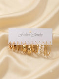 6 Pairs Bohemian Style Women Metal Earrings