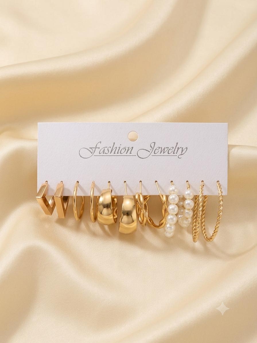 6 Pairs Bohemian Style Women Metal Earrings