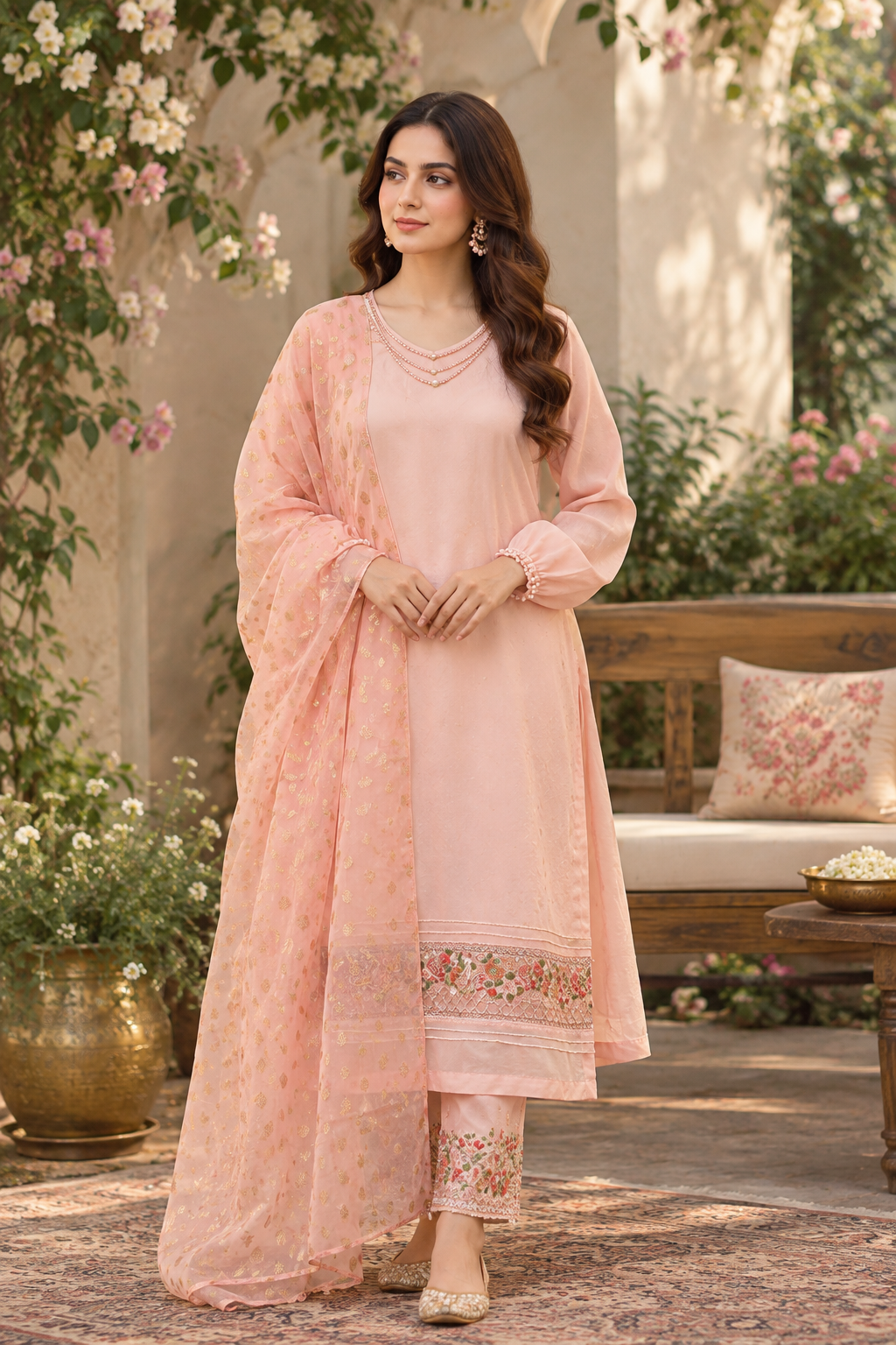 Light Pink Chiffon 2-Piece Suit