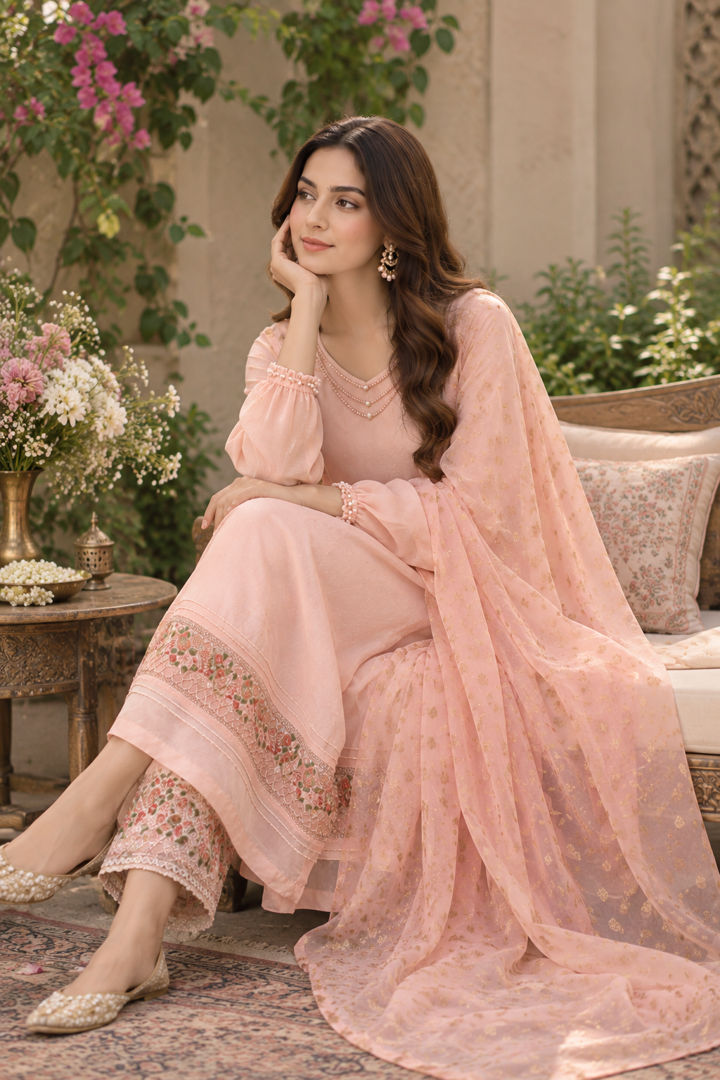 Light Pink Chiffon 2-Piece Suit