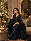 Black Embroidered Kurti with Silk Sharara