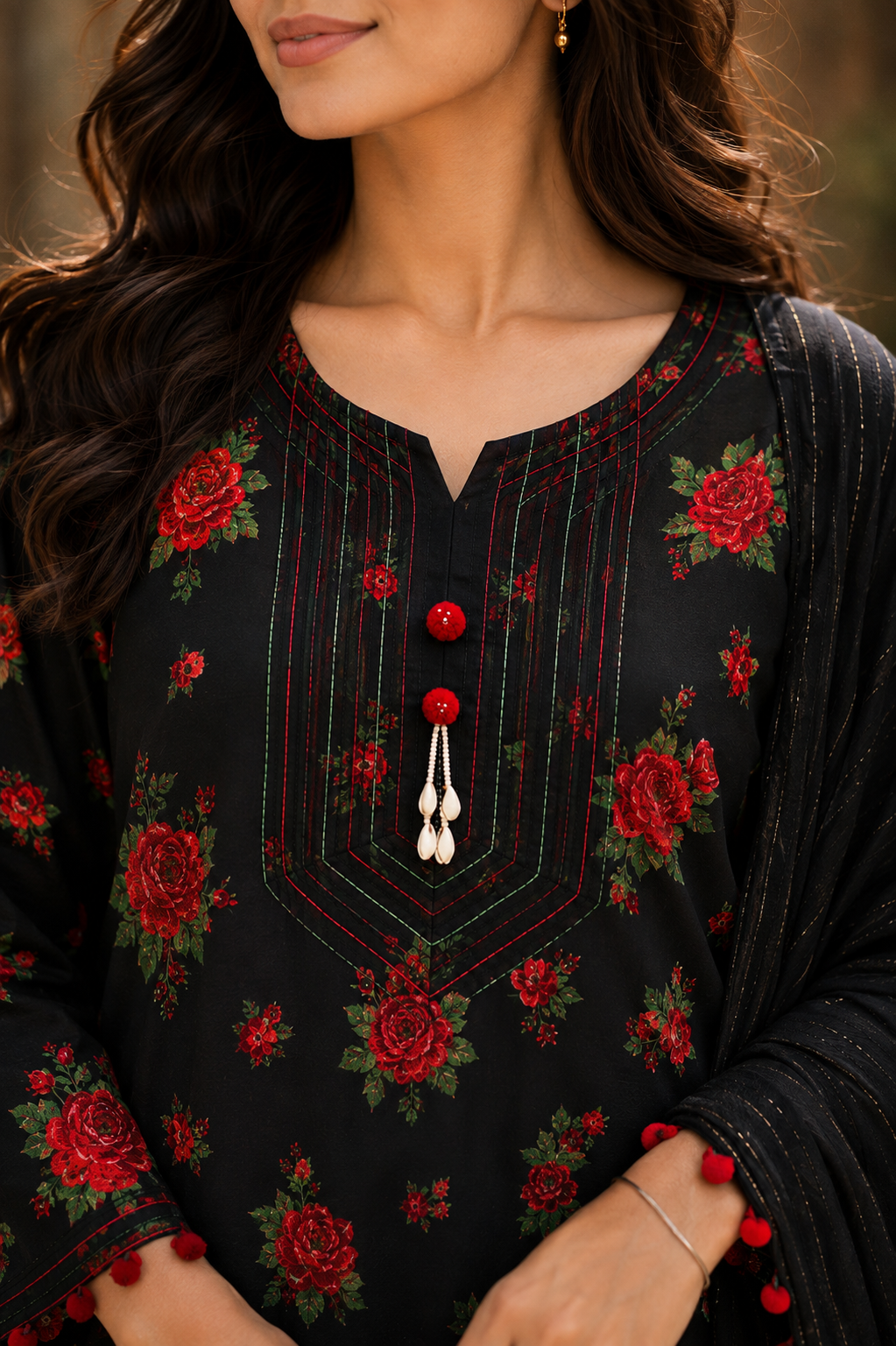 Black Floral Fusion - Tailored 3-Piece