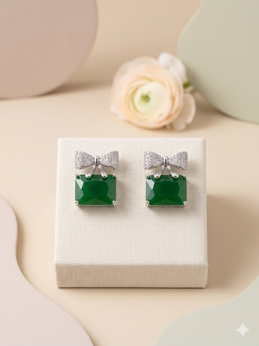 Emerald Ribbon Studs