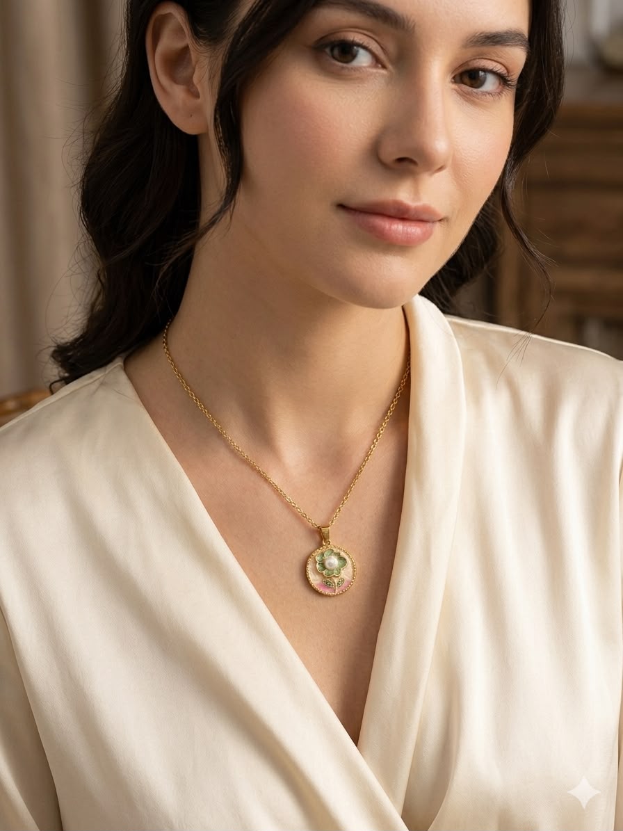Floral Enamel Pendant