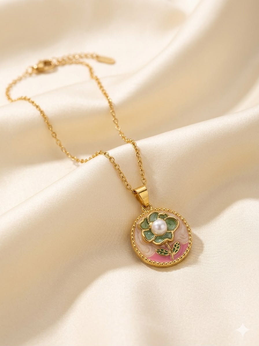 Floral Enamel Pendant