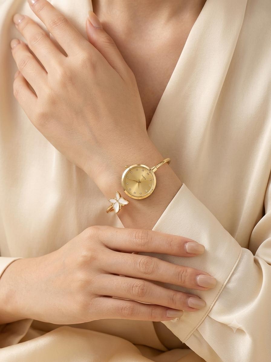 Women Fashion Watch, Butterfly Decor Watch With Round Dial