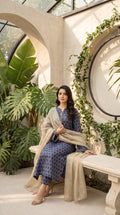 Blue 3-Piece Jacquard Suit