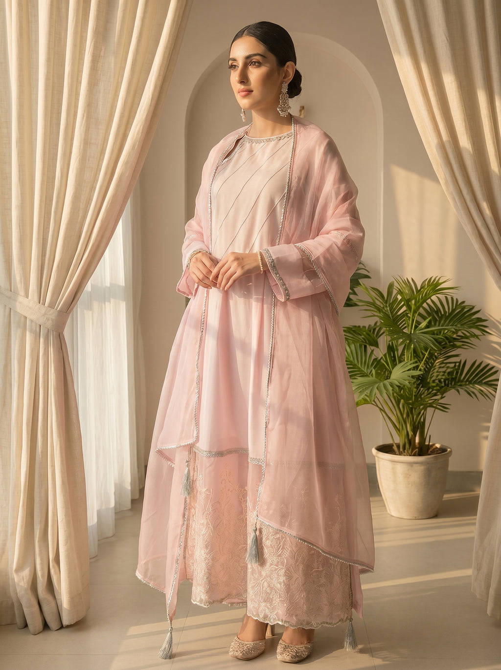 Pink Elegant Lawn Frock