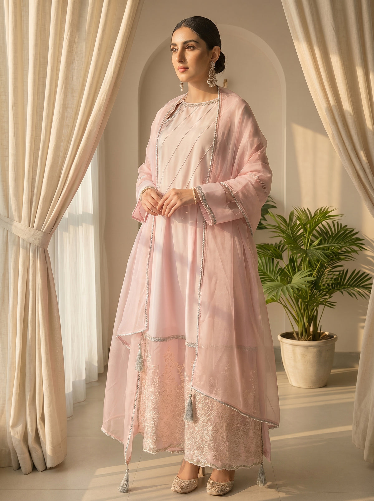 Pink Elegant Lawn Frock