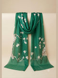 Women Fashionable Thin Printed Green Scarf