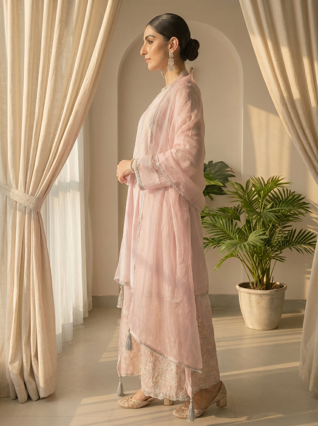 Pink Elegant Lawn Frock