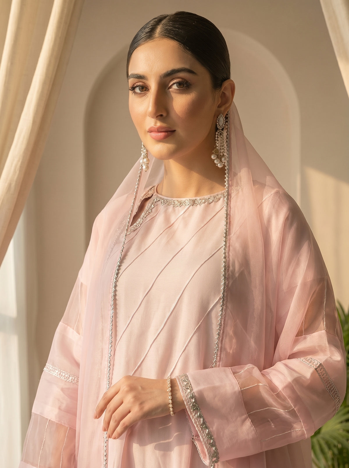 Pink Elegant Lawn Frock